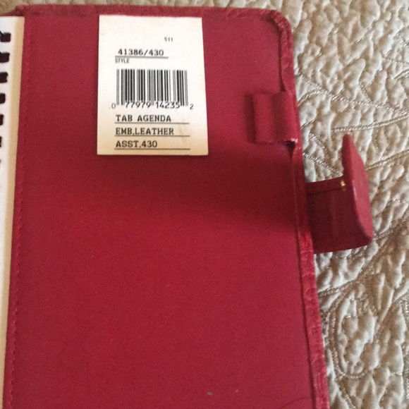 Mundi Tab Agenda Red Embossed Leather Vintage - Picture 4 of 6